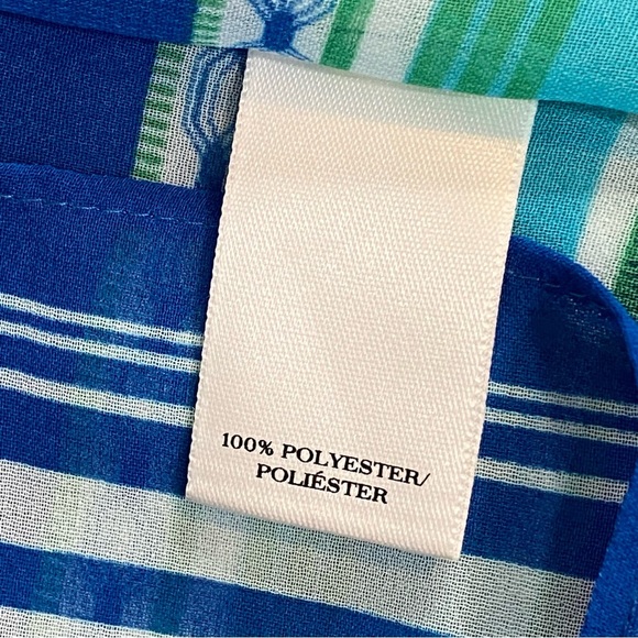 Ann Taylor Blue & Green Striped Poncho Caftan Top - Picture 6 of 7